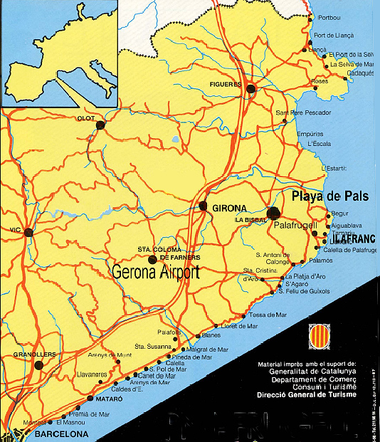 Costa Brava Spanje Kaart - kaart